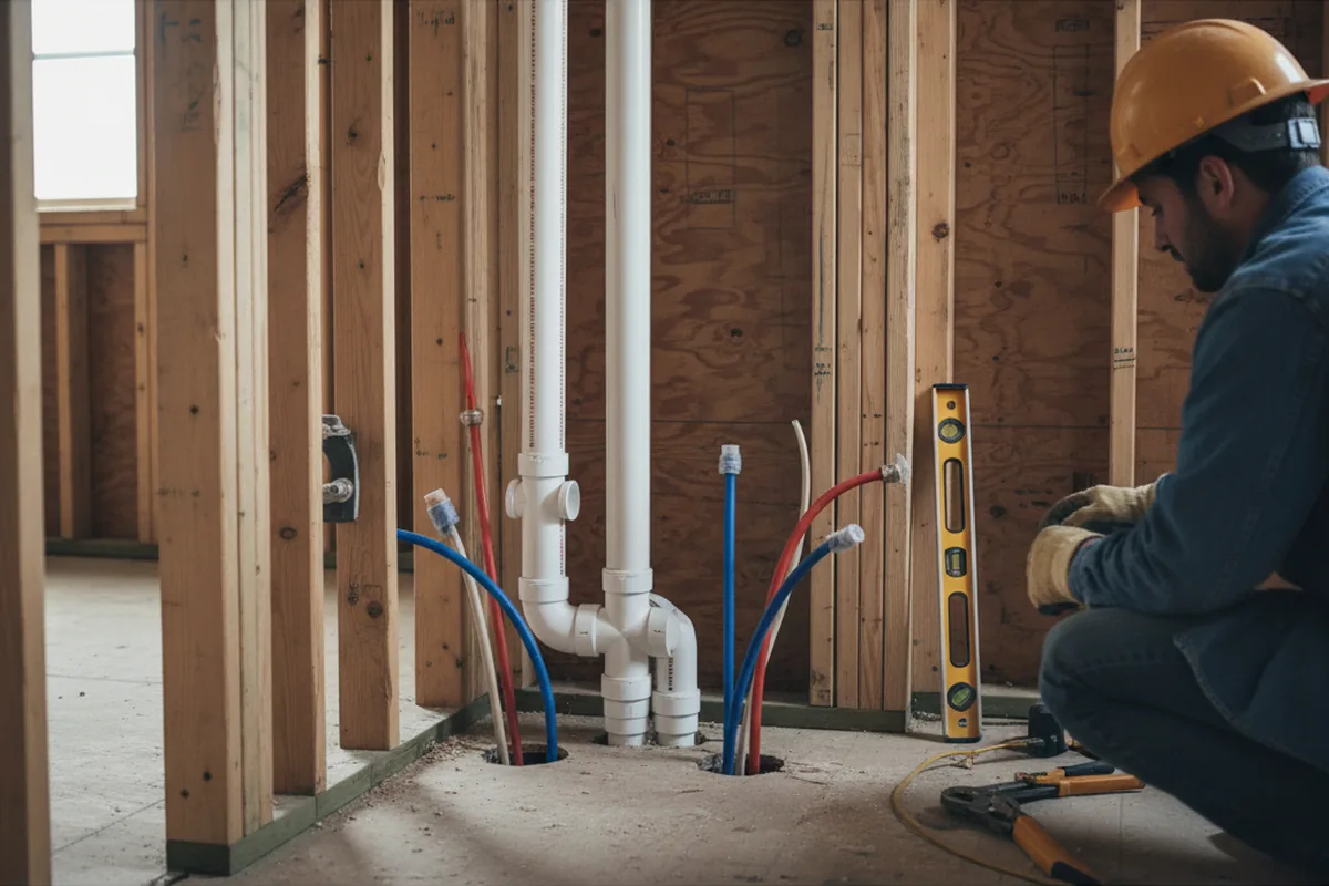 Drain and supply rough-in during Sump Pump Repair in Germanton