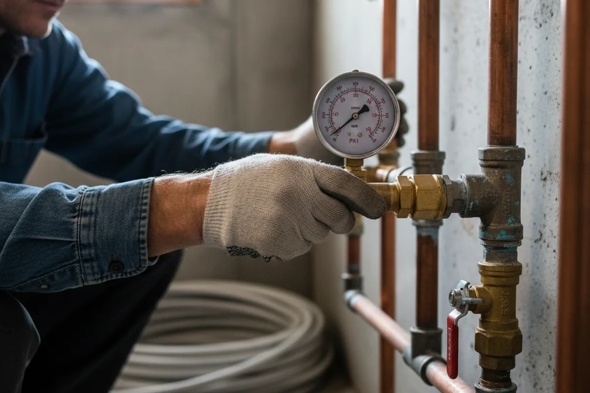 Pressure testing a repaired line during Water Line Repair in Germanton